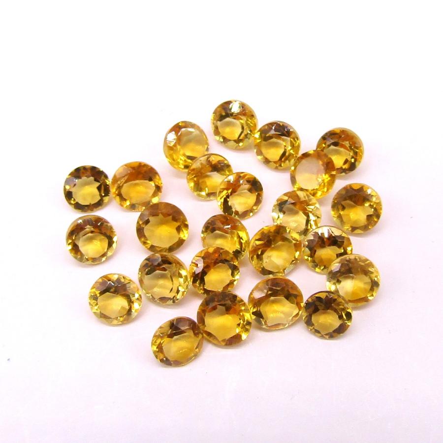 シトリン　ルース　4mm 　ダイヤモンドカット　1個｜arnavgems