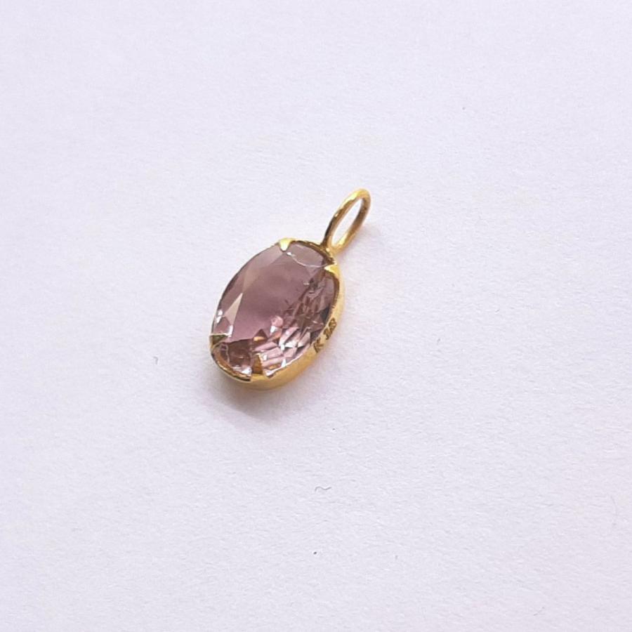 ピンクトルマリン　K18YG ペンダントトップ バフトップ ピンクトルマリンネックレス TR 1.22ct 45cm K18YG