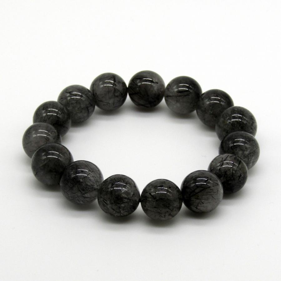 1点物！高品質ブラックルチルクォーツ　ブレスレット　パワーストーン　14ｍｍ ブラックルチルクォーツ ブレスレット 1点もの 高品質 3A 約