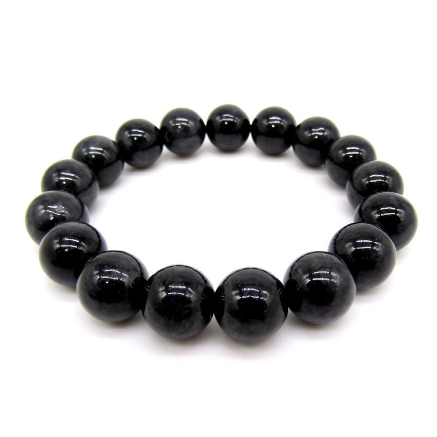 アンダラクリスタル黒１２mmと向山鉱山産１２mmのブレスレット 高品質！！ ミャンマー産 ブラック ジェイド （黒翡翠） ブレスレット