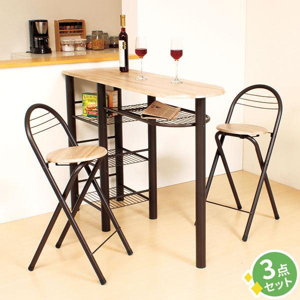 偉大な カウンターテーブルセット 3点セット カントリー 木製 ダイニングテーブル ダイニングチェア 2脚セット キッチン 折りたたみパイプ椅子 柔らかい Atempletonphoto Com