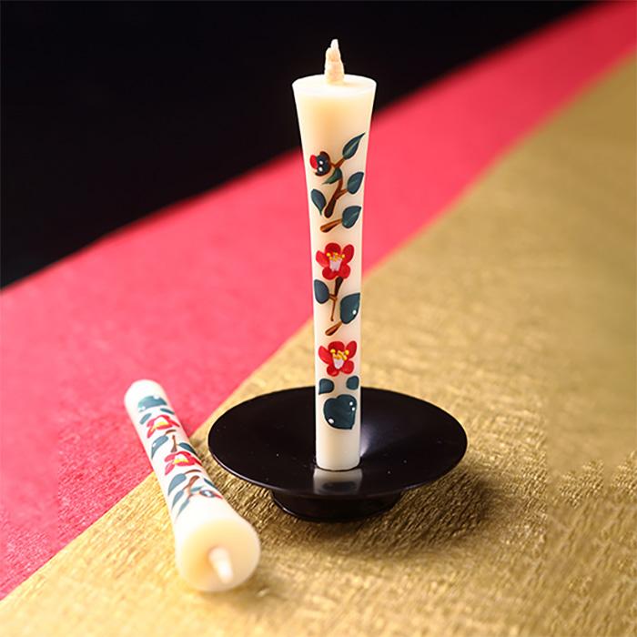 四季の花ろうそく 10cm 2本入【椿】 ／ 全19種 ツバキ 手描き 越後