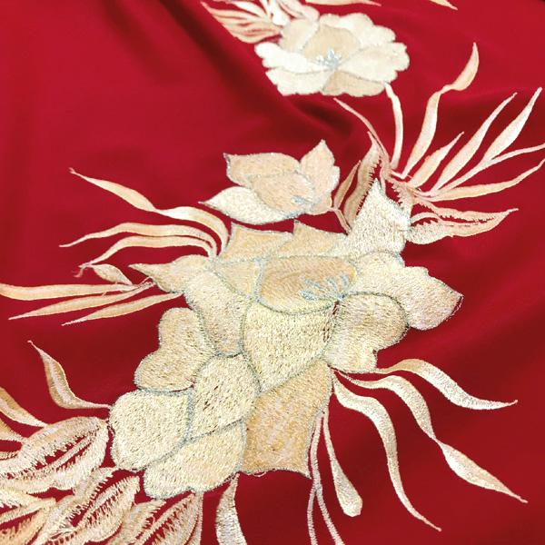 オシャレな配色！スタイリッシュ花刺繍アオザイ（Mサイズ） ※パンツ 