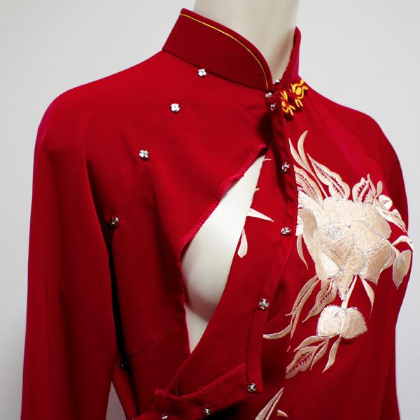 オシャレな配色！スタイリッシュ花刺繍アオザイ（Mサイズ） ※パンツ