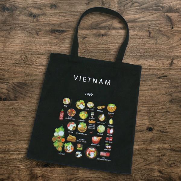ベトナムFOODバッグ ／ ベトナム雑貨 トートバッグ コットン プリント