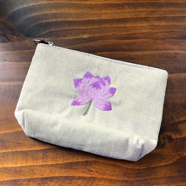 ロータス刺繍ポーチ ／ 蓮雑貨 ロータス雑貨 ロータス刺繍 アジアン