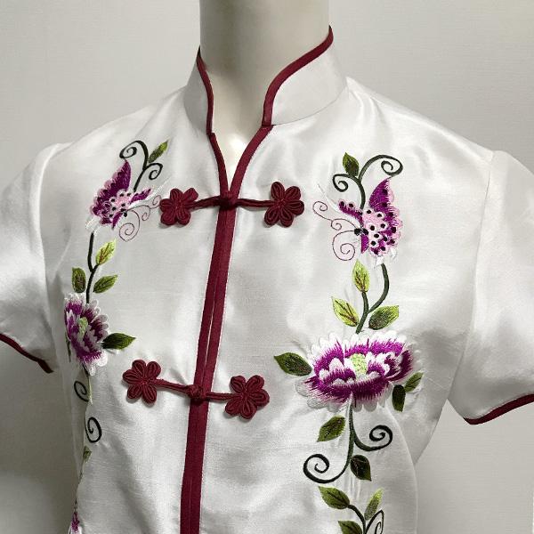 中華刺繍チャイナ服 / チャイナ風ブラウス アオザイ風ブラウス 中華刺繍チャイナ服 / チャイナ風ブラウス アオザイ風ブラウス