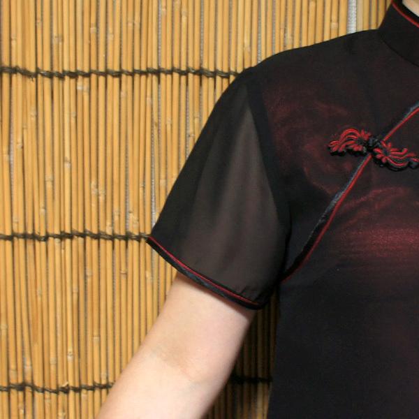 二枚仕立てチャイナブラウス ／ チャイナ服 アオザイ風ブラウス 二胡