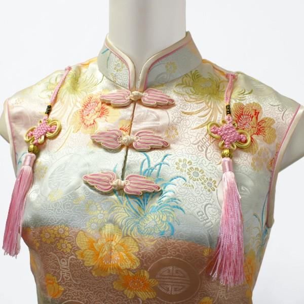 中華飾りチャイナドレス ノースリーブ マキシ丈 ／ チャイナ服　旗袍　民族衣装　二胡衣装　コスプレ衣装_4
