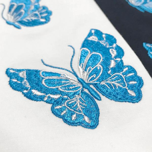 蝶々刺繍太極拳Tシャツ ／ チャイナTシャツ チャイナT チャイナ風