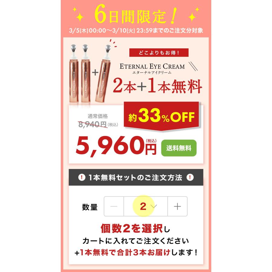 ETERNAL 【2本購入で+1本無料！10日まで】 アイクリーム 目元 目の下