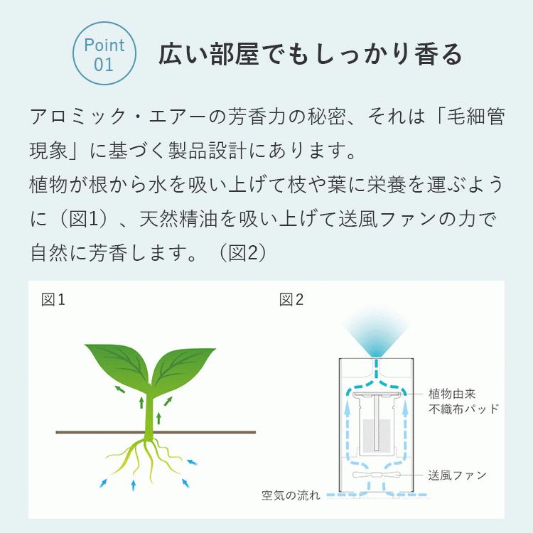 公式 アロマディフューザー 水を使わない アロミックエアー (本体+専用オイル50ml) 天然 精油 アロマ 水なし 業務用 タイマー アロマスター アロミックスタイル｜aroma-spray｜03