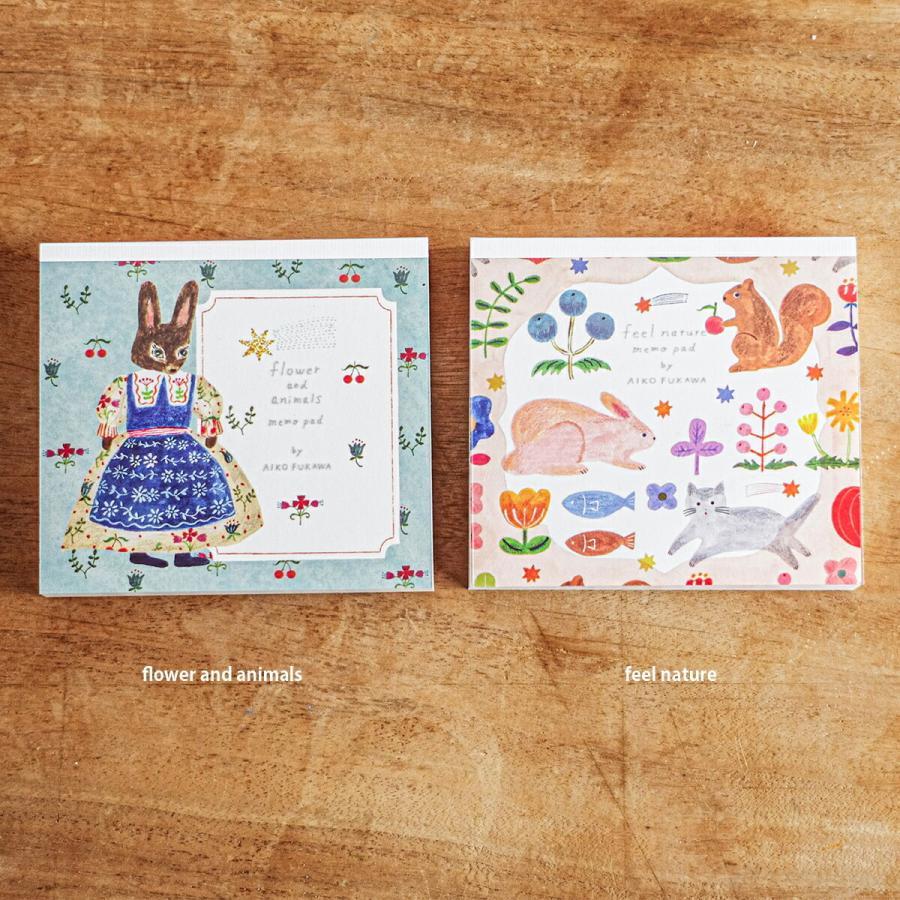 AikoFukawa ブロックメモ flower and animals・feel nature 日本