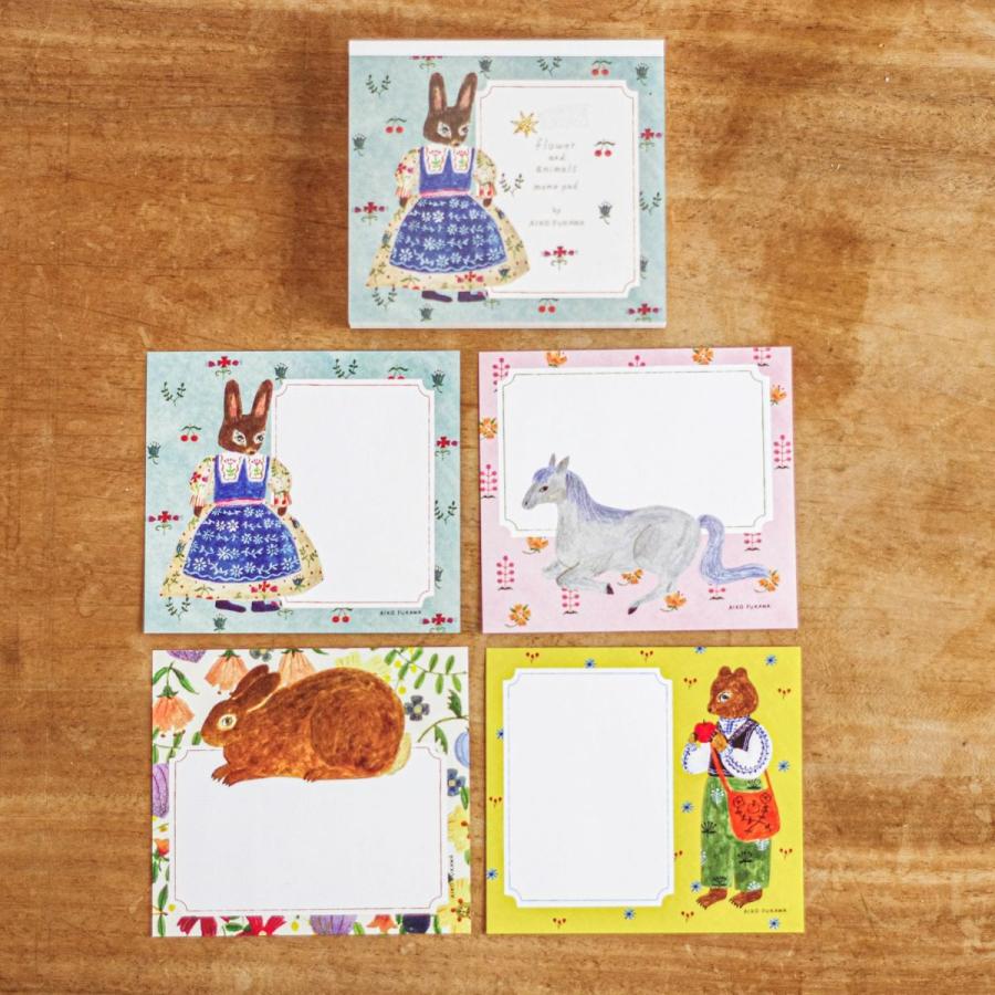 AikoFukawa ブロックメモ flower and animals・feel nature 日本