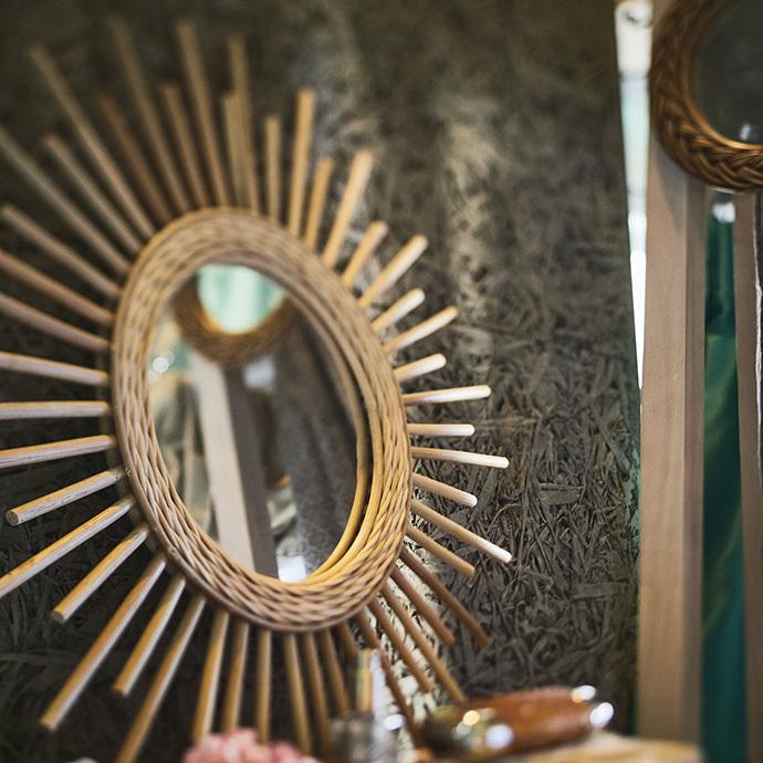 東谷 鏡 ラタン 壁掛け サンバースト ウォール ミラー おしゃれ