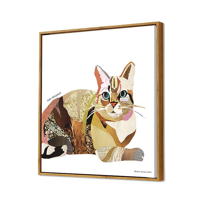 デコパージュ プリント アート パネル キャット ほそかわ かほ