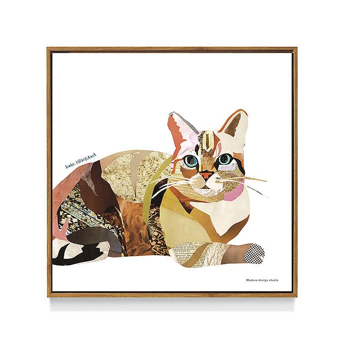 デコパージュ プリント アート パネル キャット ほそかわ かほ 50×50