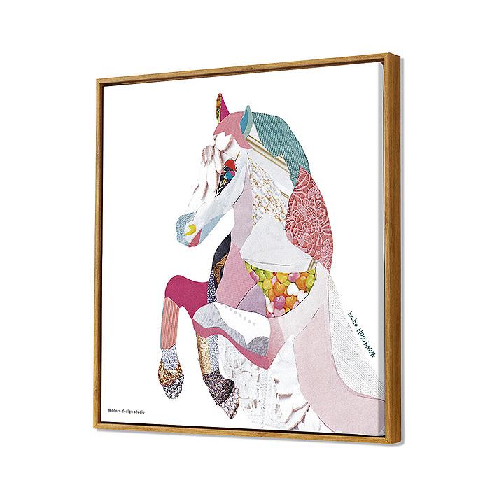 マニー＊コラージュ＊額縁 デコパージュ プリント アート パネル ポニー ほそかわ かほ 50×50 cm