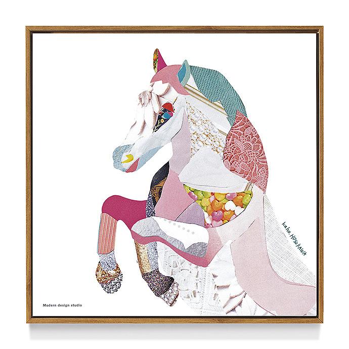 デコパージュ プリント アート パネル ポニー ほそかわ かほ 50×50 cm