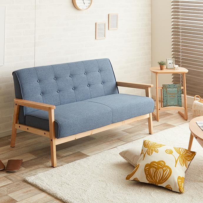 スタンダード デザイン ソファー 2人掛け レザー風 布製 ソファ 2P