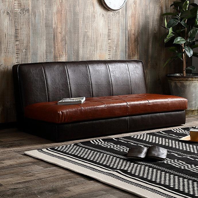 2人掛け　ブルックリンスタイル　シンプル　ソファ ベンチソファー 2人掛け レザー風 ソファ 2Pソファ ブルックリン