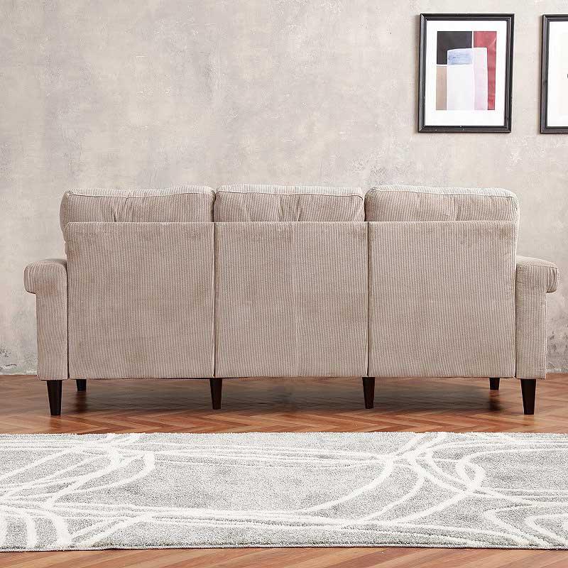 ソファー 3人掛け コーデュロイ グレー ソファ 3Pソファ 布製 カフェ風