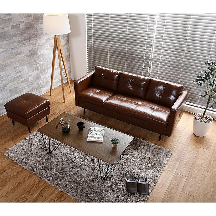 カウチソファー 3人掛け レザー風 ソファ 合皮 3Pソファ フェイク