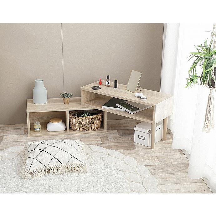 伸縮型 TV台 テレビボード W75〜133cm ナチュラル 北欧 カフェ風 2人