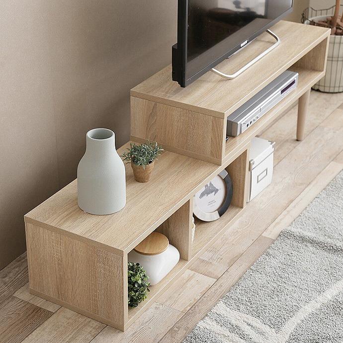 伸縮型 TV台 テレビボード W75〜133cm ナチュラル 北欧 カフェ風 2人