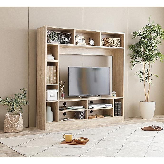 壁面収納型 TV台 テレビボード W135cm ハイタイプ ナチュラル 北欧