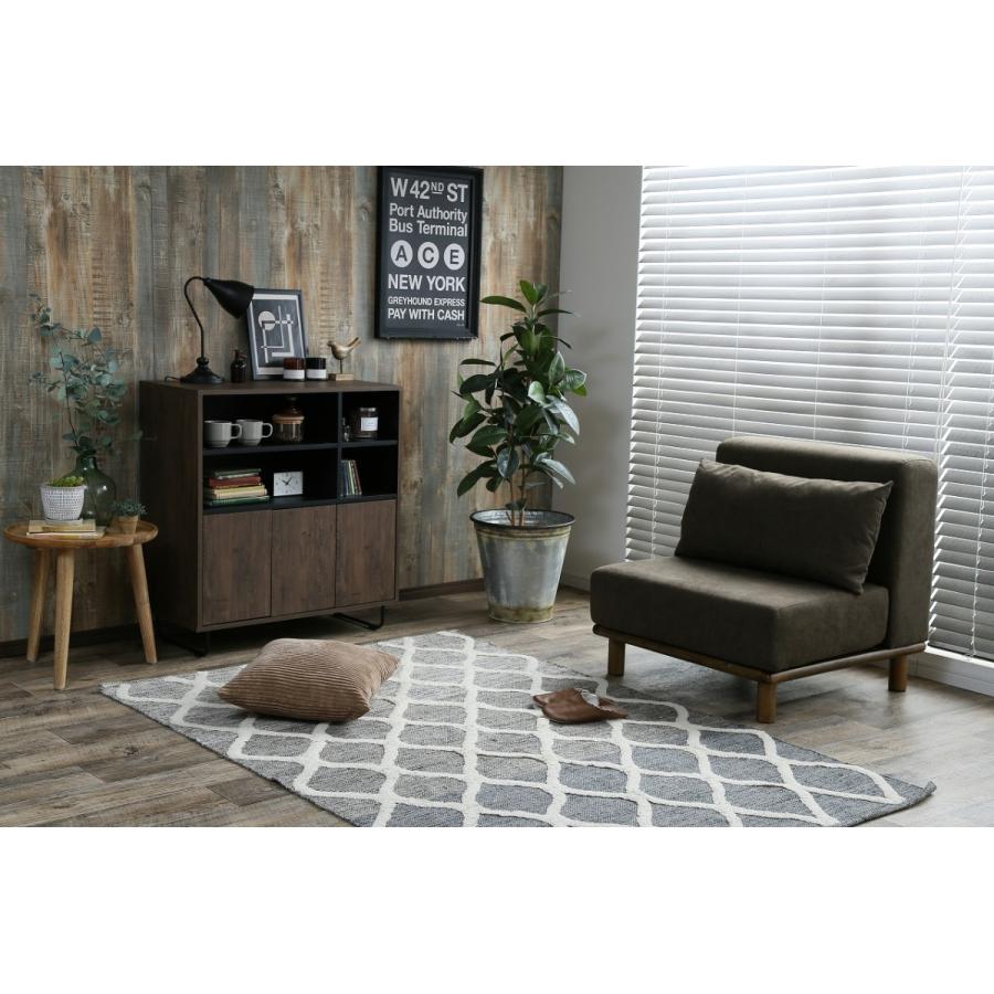 ソファー 1人掛け ロー ソファ 布製 ファブリック ベージュ カーキ 1P