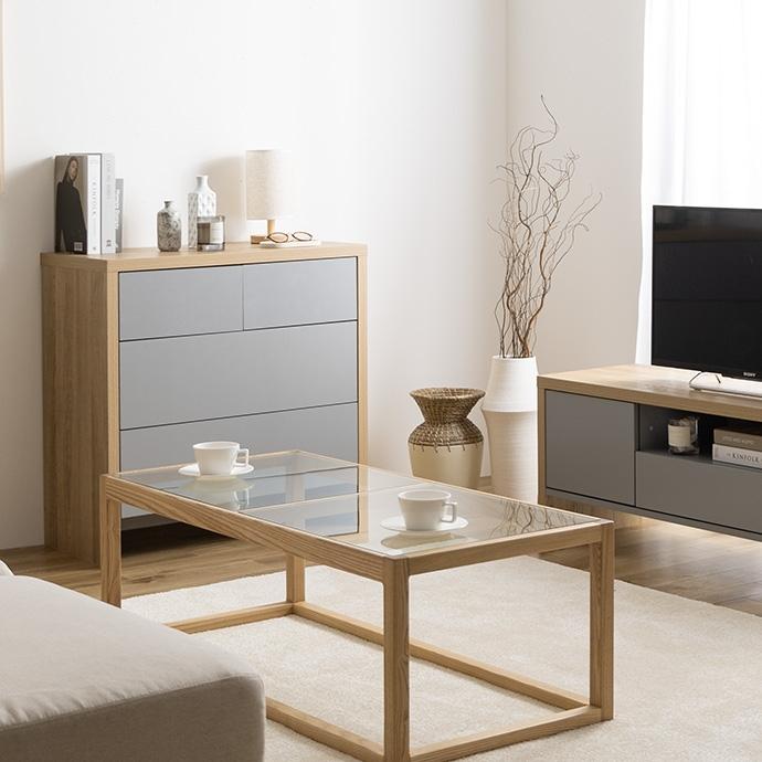 80cm チェスト 木目 グレー 引出し 収納 家具 棚 韓国 北欧 インテリア