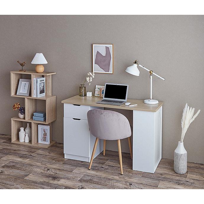 収納付き デスク W120cm 収納たっぷり ブラック ホワイト 北欧 モダン