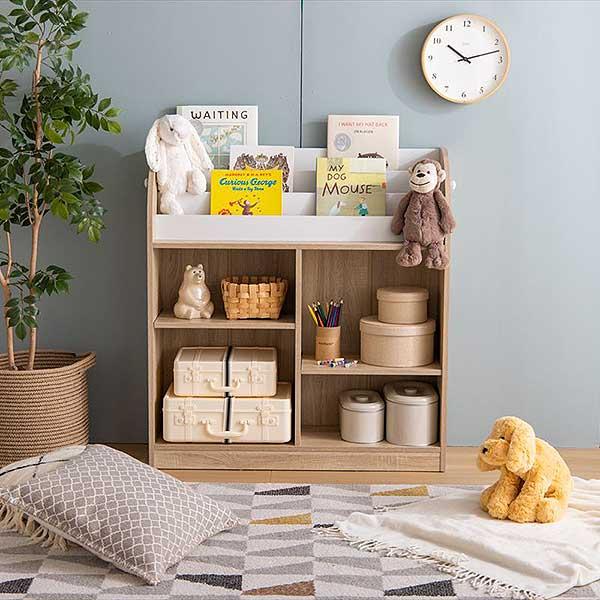 2点セット キッズ 絵本 おもちゃ 棚 オープン 引出し キャスター 収納