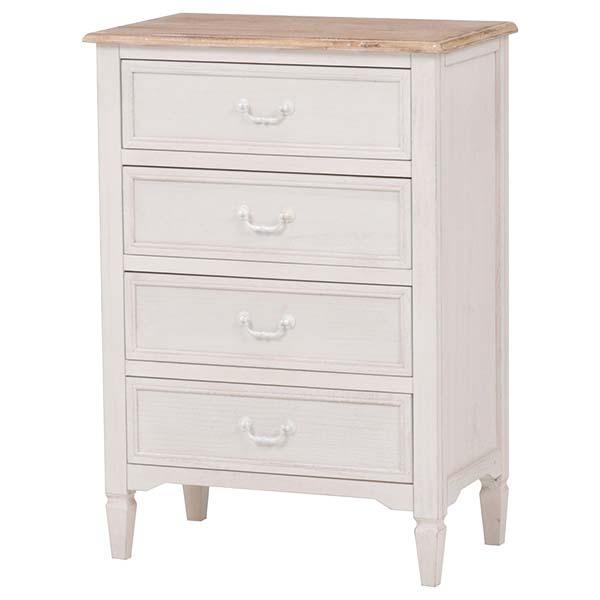 HAGiHARA（萩原） 4段 チェスト 収納 W60xD35xH85cm シャビーシック