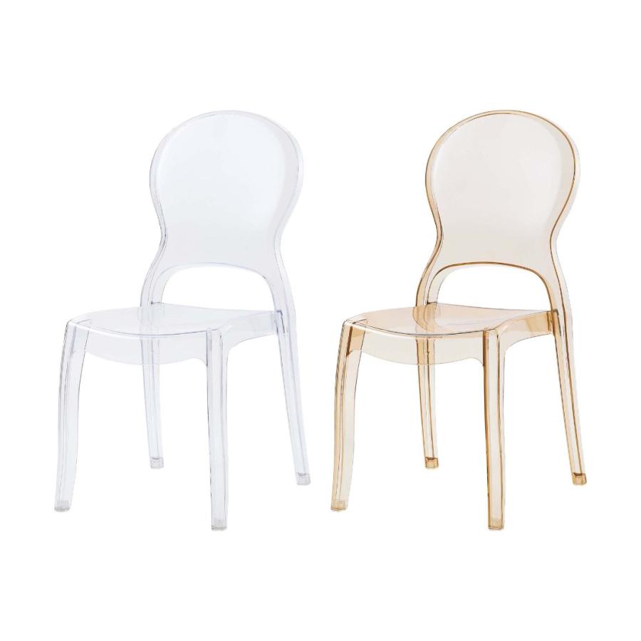 東谷 2脚セット クリアチェア 完成品 クリアー アンバー 透明 おしゃれ