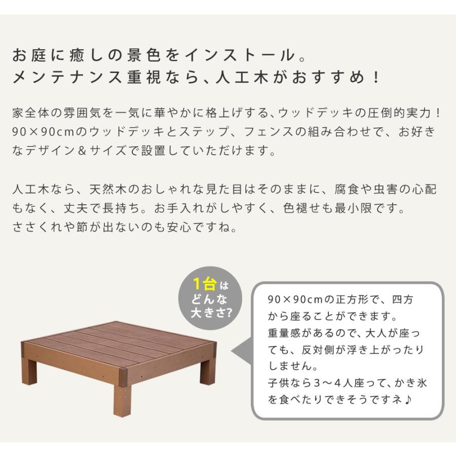 ウッドデッキ ecofeel 0.75坪 6点セット デッキ フェンス ステップ PWDE-3P-SFSET ライトブラウン ダークブラウン 置き型の画像