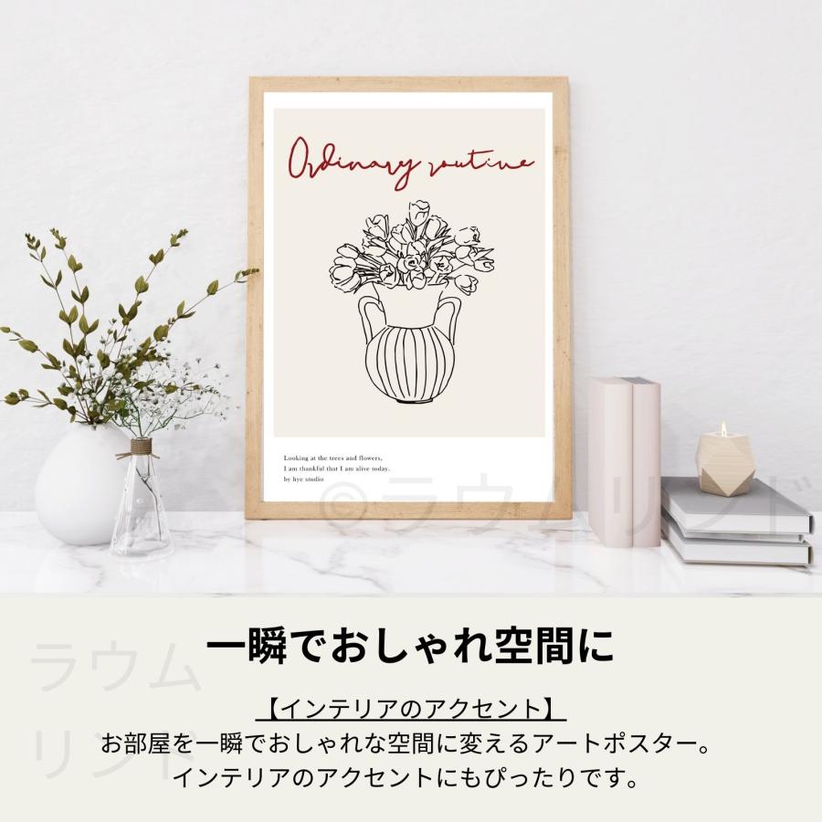 サラデママ 線画 ナチュラル イラスト 韓国風 アート ポスター A4サイズ 21×30cm フレーム別売｜aromainterior｜03