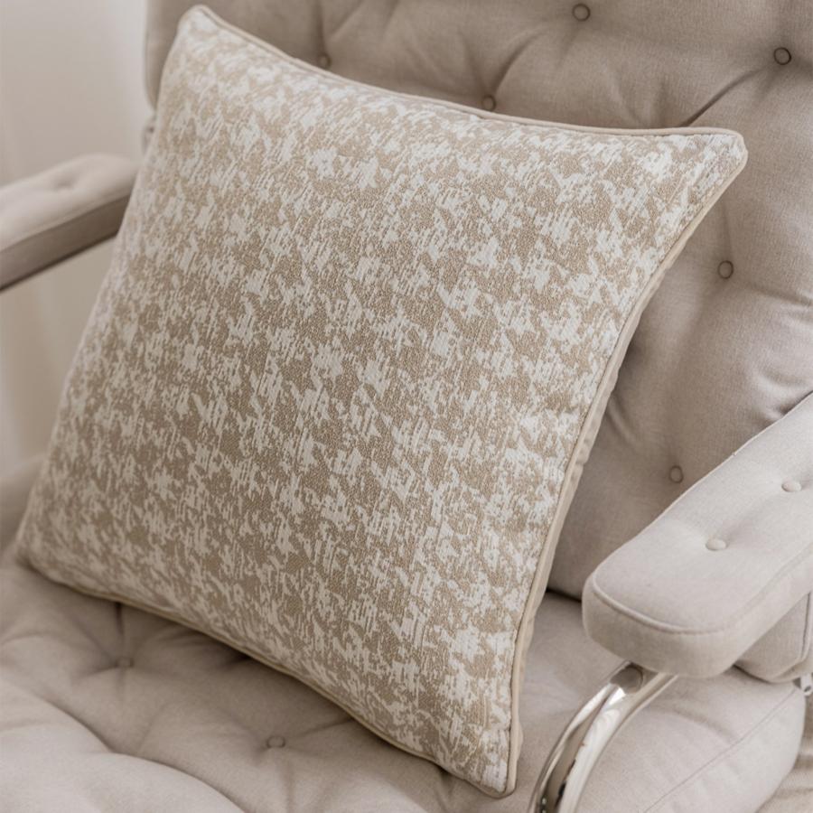 サラデママ 千鳥格子 クッションカバー 43x43cm シンプル ベージュ 1枚