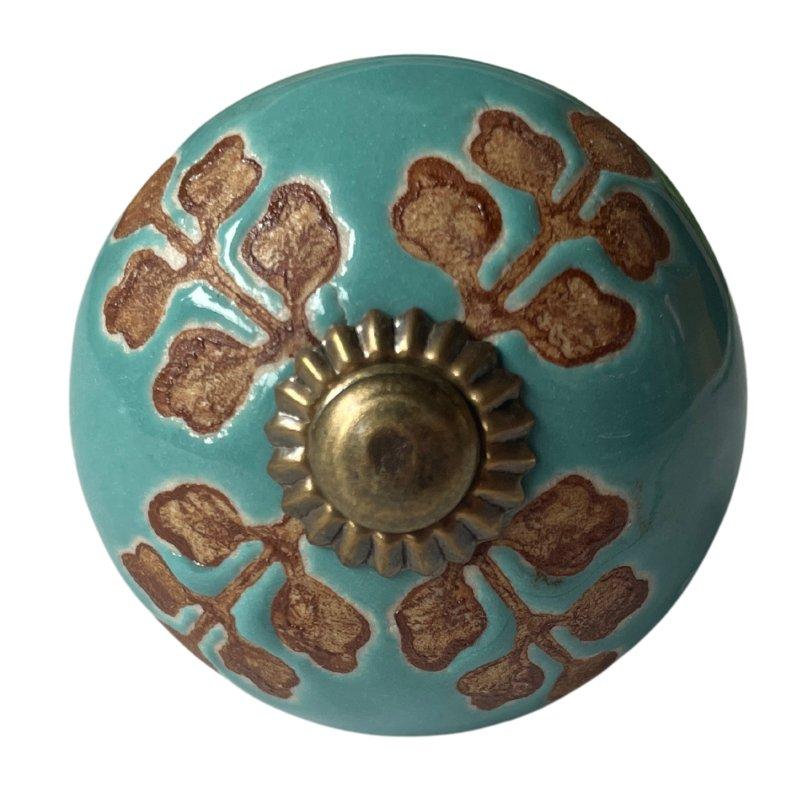 ターコイズ ブルー セラミック ノブ つまみ アンティーク