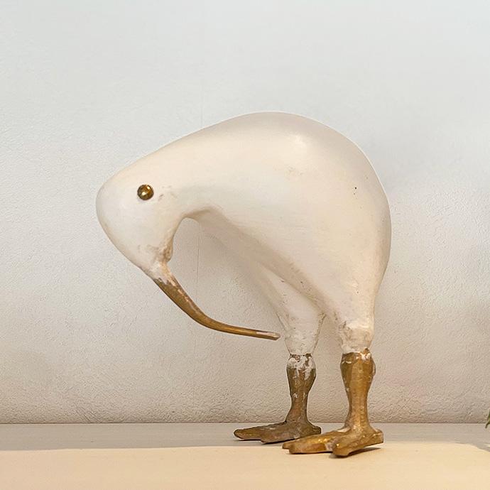 無料発送 【美品】アート 金属製 天然石 鳥 魚 置物 インテリア 工芸品