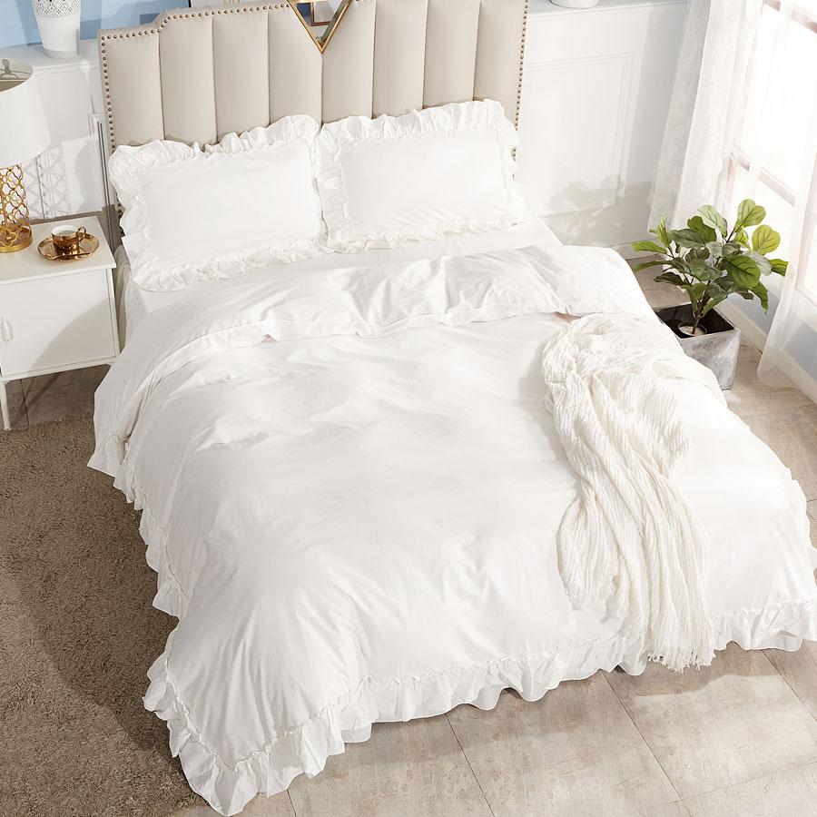 50 Off ベッドリネン祭り ベッドカバー おしゃれ クイーン ホワイトフリル ベッド カバー 4点セット Bedcover09 Q アロマルーム 通販 Yahoo ショッピング