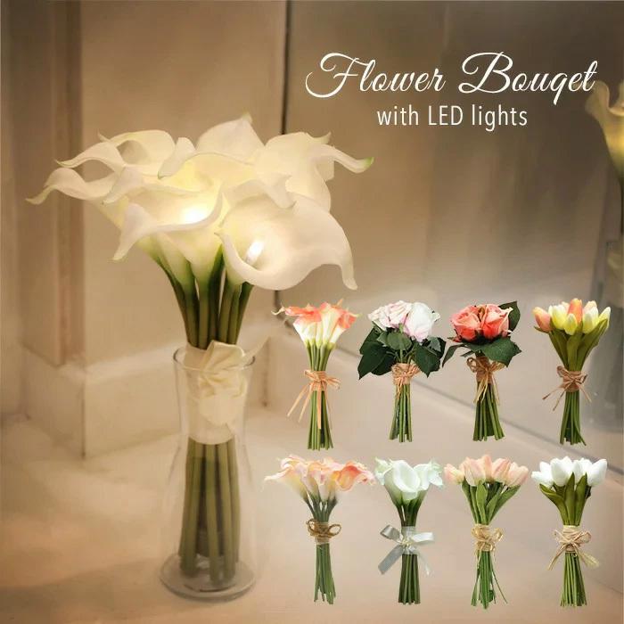 LED フラワーライト ブーケ フラワー LED  造花  花束 LED フラワー 花 結婚式 ギフト 贈り物　PR7｜aromaroom