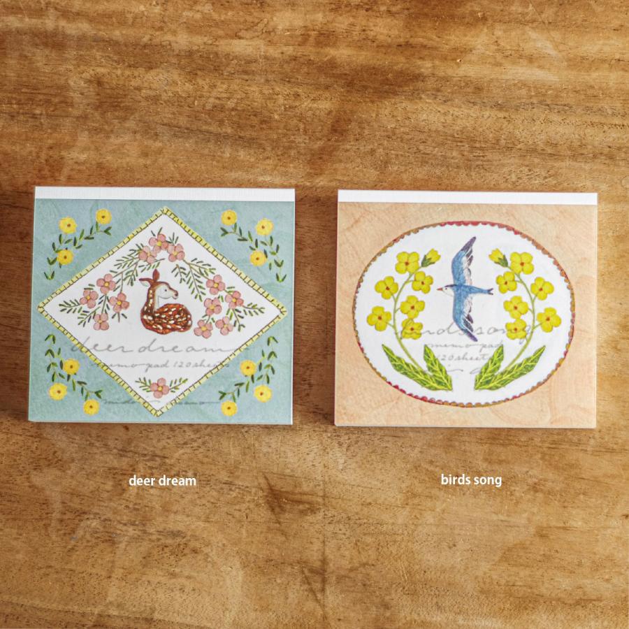 ブロックメモ（1冊120枚）2冊 メモ 鹿 鳥 おしゃれ 人気 浅野みどり