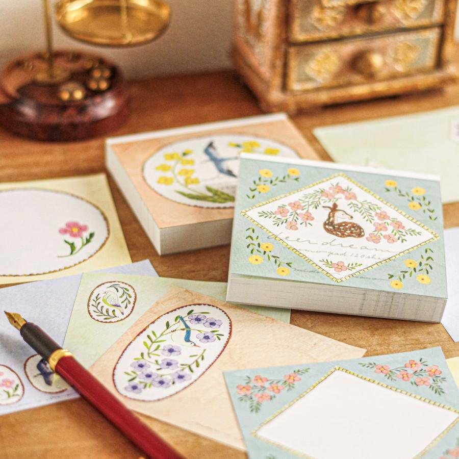 ブロックメモ（1冊120枚）2冊 メモ 鹿 鳥 おしゃれ 人気 浅野みどり