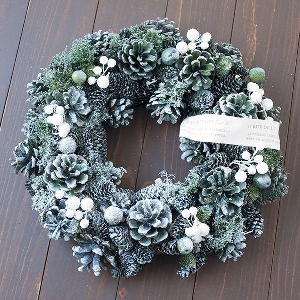 クリスマスリース グリーンアイス L リース クリスマス 冬リース 