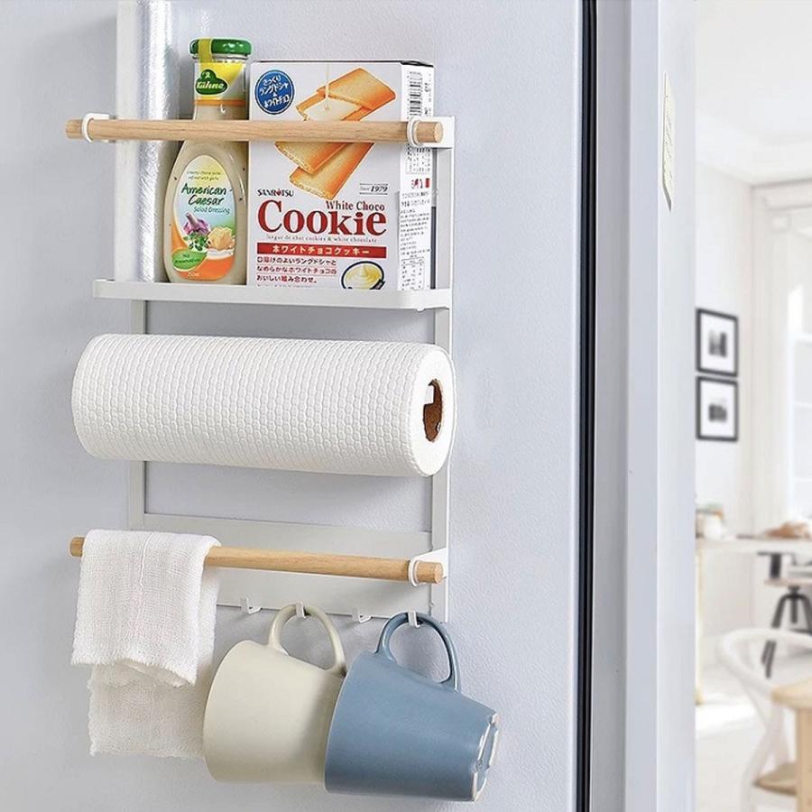 キッチンペーパーホルダー キッチン収納 サイドラック ラップホルダー 調味料入れマグネット おしゃれ 磁石 シンプル ラップ入れ 冷蔵庫横 ラック A 0069 Worldwind 通販 Yahoo ショッピング