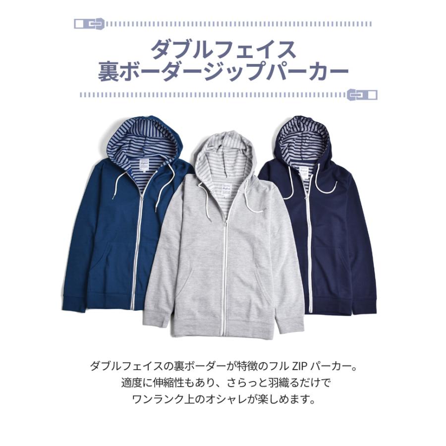 ARONA パーカー メンズ ジップ 裏ボーダー 爆買 送料無料 通販YC