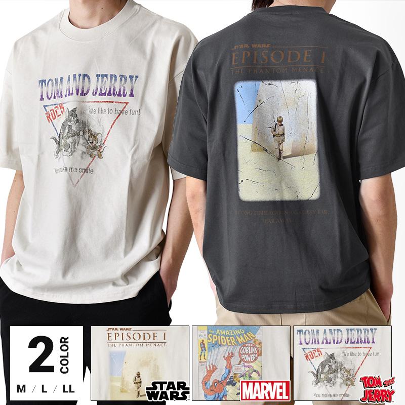 ARONA Tシャツ メンズ 半袖 トムとジェリー スパイダーマン スター
