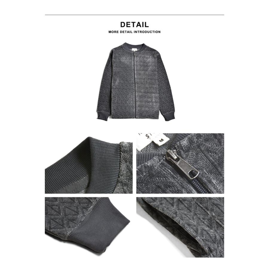 ARONA ジャガードブルゾン メンズ ストレッチ ジャケット 長袖 立体